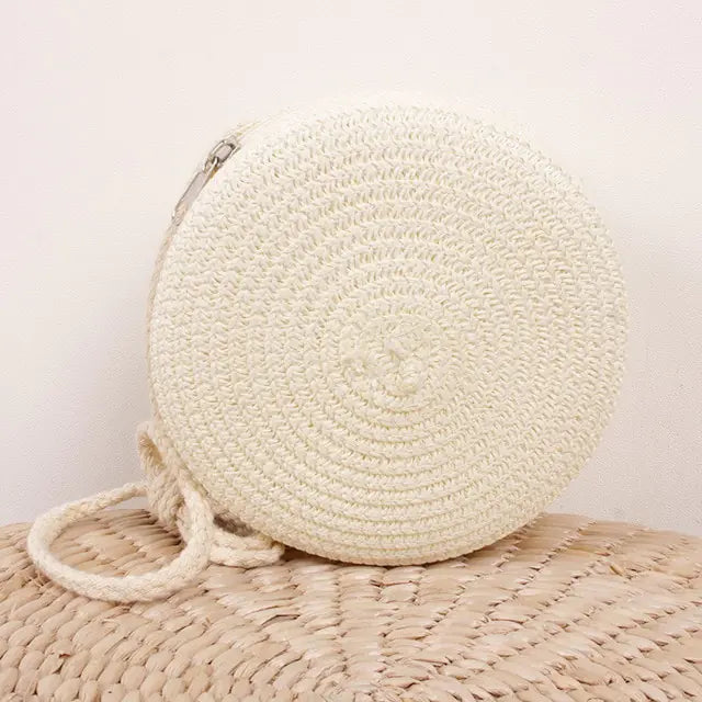 Women's Round Woven Straw Bag - The Next Door Neighbor 