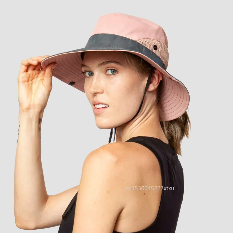 Ponytail Wide Brim Sun Hat - The Next Door Neighbor 