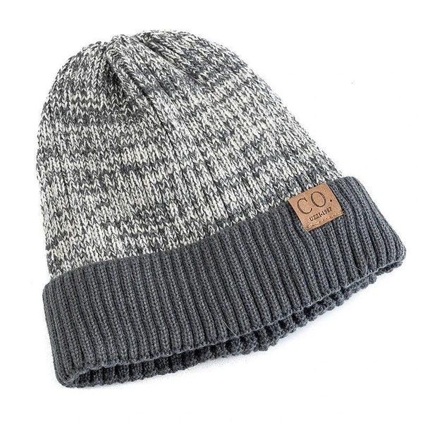 Two-Tone Winter Knitted Beanie - The Next Door Neighbor 