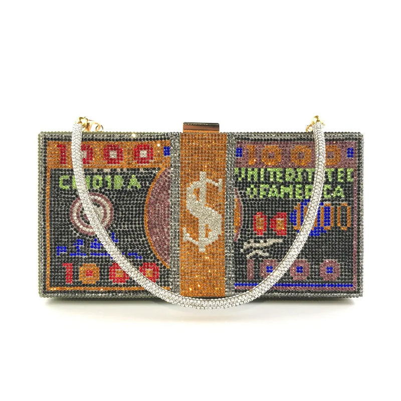 Crystal Money Clutch Bag - The Next Door Neighbor 