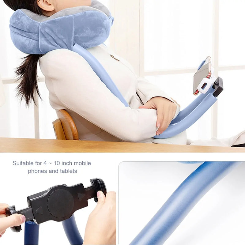 U-Shaped Neck Pillow With Gooseneck Phone Holder