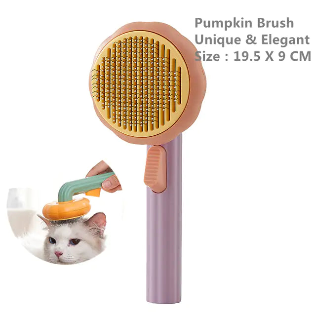 Pumpkin Self-Cleaning Pet Brush