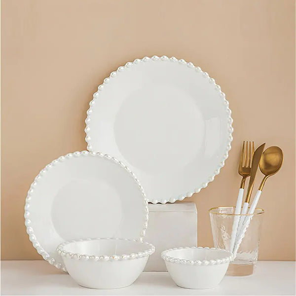 White Ceramic Tableware Set - Nordic Creative Pearls