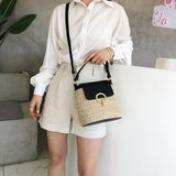 Straw Bucket Crossbody Bag