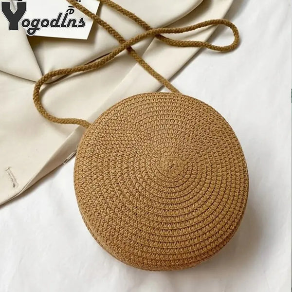 Women's Round Woven Straw Bag - The Next Door Neighbor 