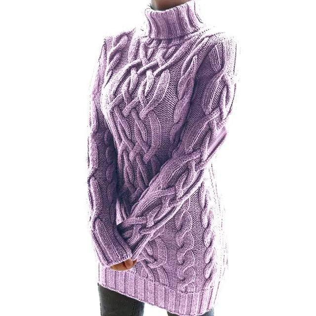 Turtleneck Twist Knitted Sweater Dress - The Next Door Neighbor 