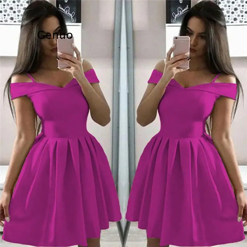 Off Shoulder Short Sleeve Mini Dress