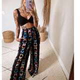 Summer Boho Beach Style Top + Loose Wide Leg Pants