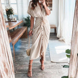 Summer Short Sleeve Maxi Dress