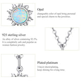 925 Sterling Silver White Opal Sun Pendant Necklace