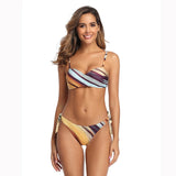 Striped Bikini -  Beach Side Tie Bathing Suits