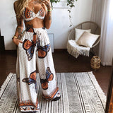 Summer Boho Beach Style Top + Loose Wide Leg Pants