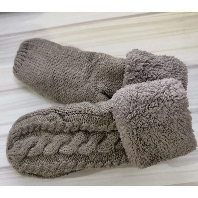 Women's Twist Flowers Wool Knit Mittens