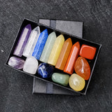 Seven Chakra Hexagonal Column Point Wand Natural Crystal Power Healing Stone Set