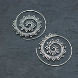 Indian Spiral Lotus Flower Surya Leaf Heart Earrings - Hoop Earrings