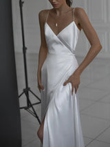 White sleeveless V-neck Long Dress