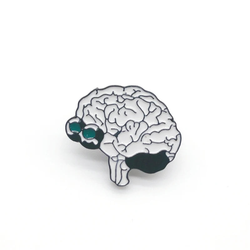 Medical Blue & White Brain Enamel Brooch – Custom Alloy Bag Pin Accessories