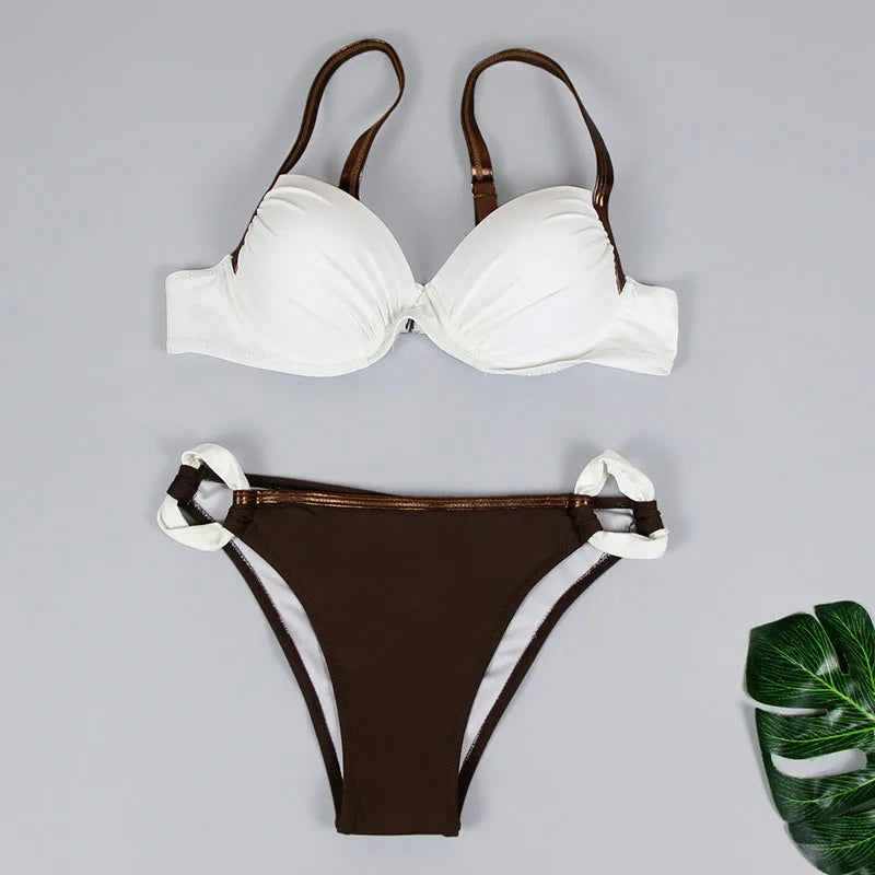 New Push Up Solid Bikini Swimwear - Brazilian Bikini Set