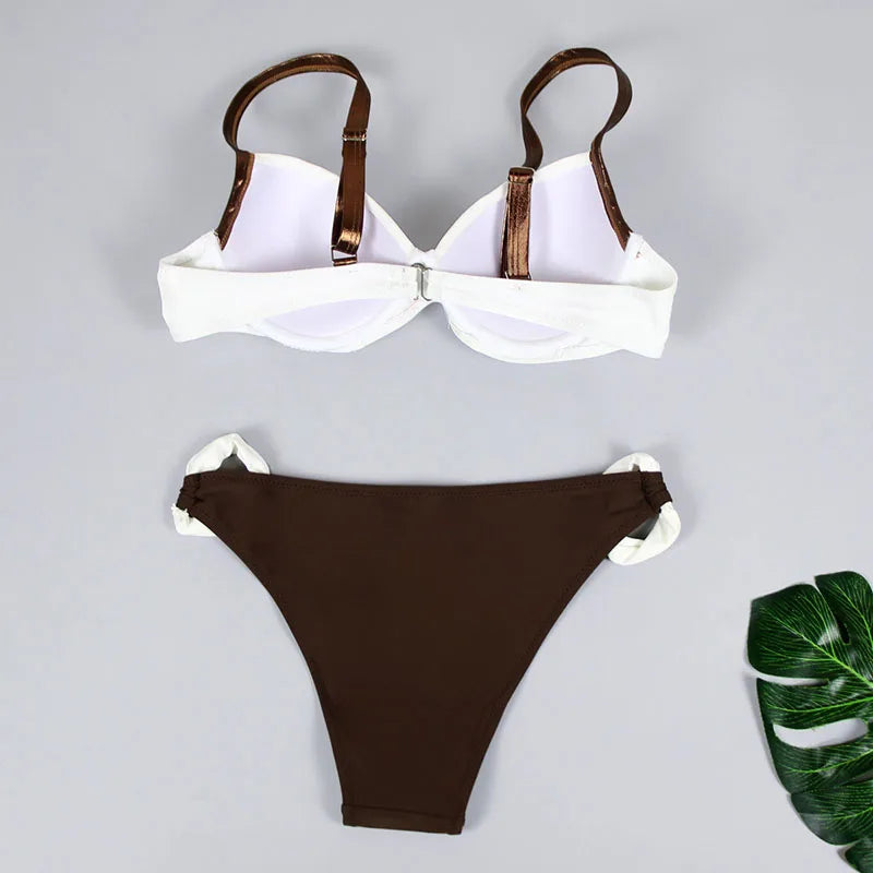 New Push Up Solid Bikini Swimwear - Brazilian Bikini Set