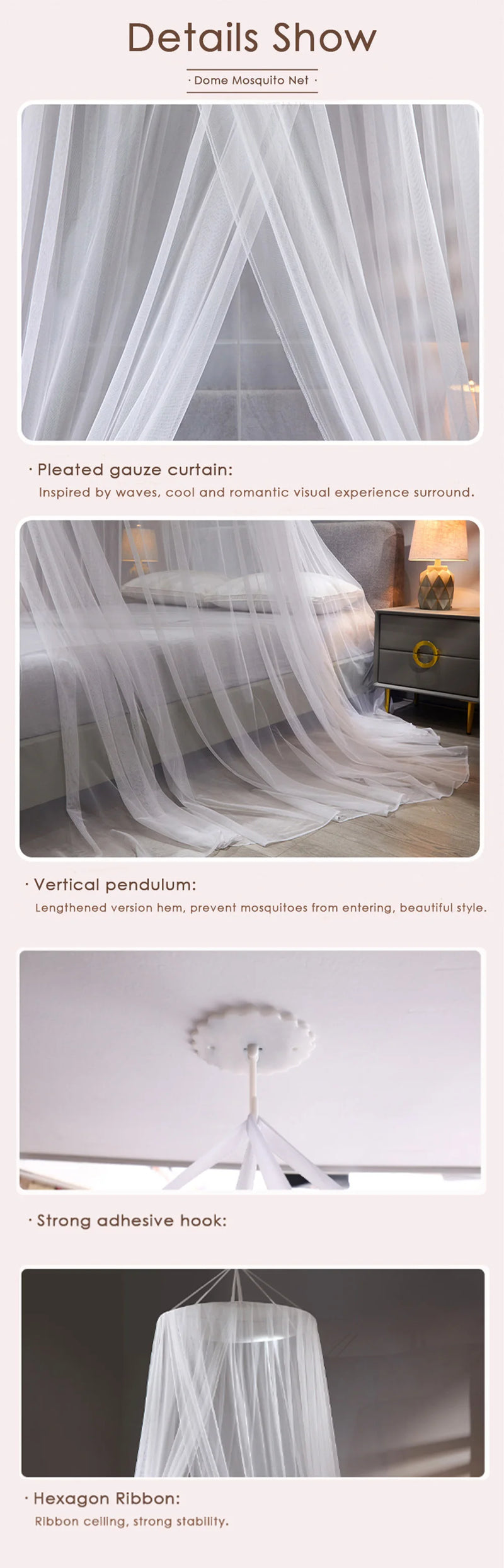 Mosquito Canopy Curtain for Double Bed and Room Decor