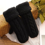 Women's Twist Flowers Wool Knit Mittens