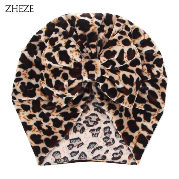 Winter Leopard Bow Headwrap