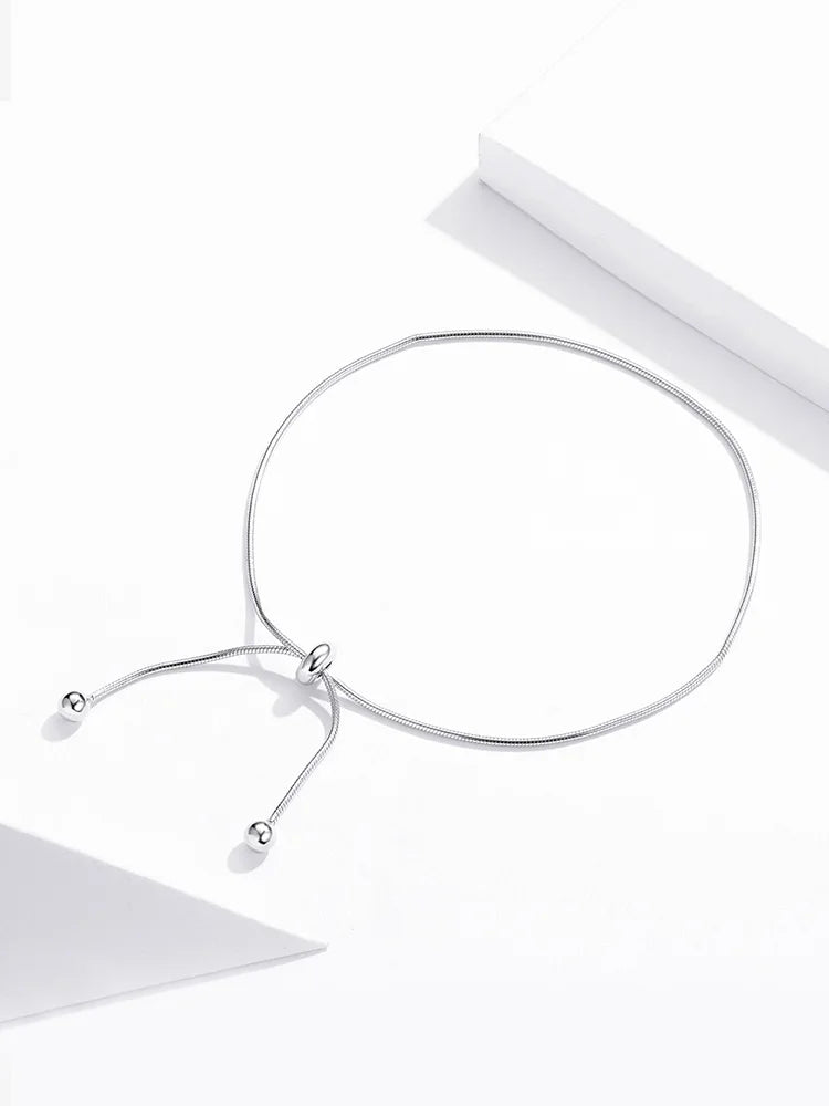 925 Sterling Silver Adjustable Snake Charm Anklet