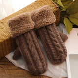 Women's Twist Flowers Wool Knit Mittens