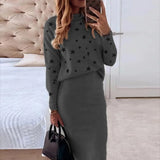 Casual Turtleneck Slim Pencil Skirt Set