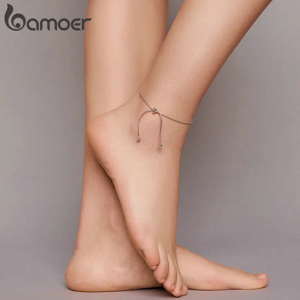 925 Sterling Silver Adjustable Snake Charm Anklet