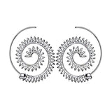 Indian Spiral Lotus Flower Surya Leaf Heart Earrings - Hoop Earrings