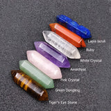 Seven Chakra Hexagonal Column Point Wand Natural Crystal Power Healing Stone Set