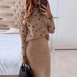 Casual Turtleneck Slim Pencil Skirt Set