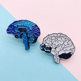 Medical Blue & White Brain Enamel Brooch – Custom Alloy Bag Pin Accessories