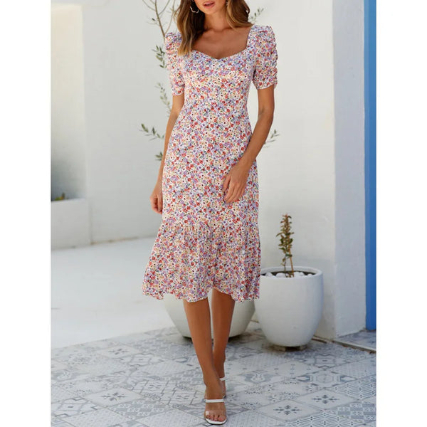 Elegant Vintage Summer Midi Dress