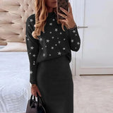 Casual Turtleneck Slim Pencil Skirt Set