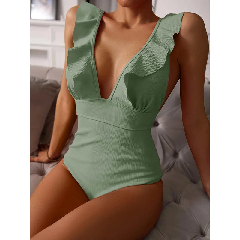 One Piece Ruffle Monokini Swimsuit