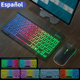 Rainbow RGB Backlit Wireless Keyboard and Mouse Set for Tablet, iPad, and Smartphone