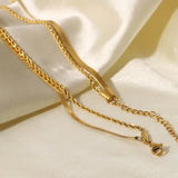 18K Gold Plated Flat Snake Chain Layer Necklace