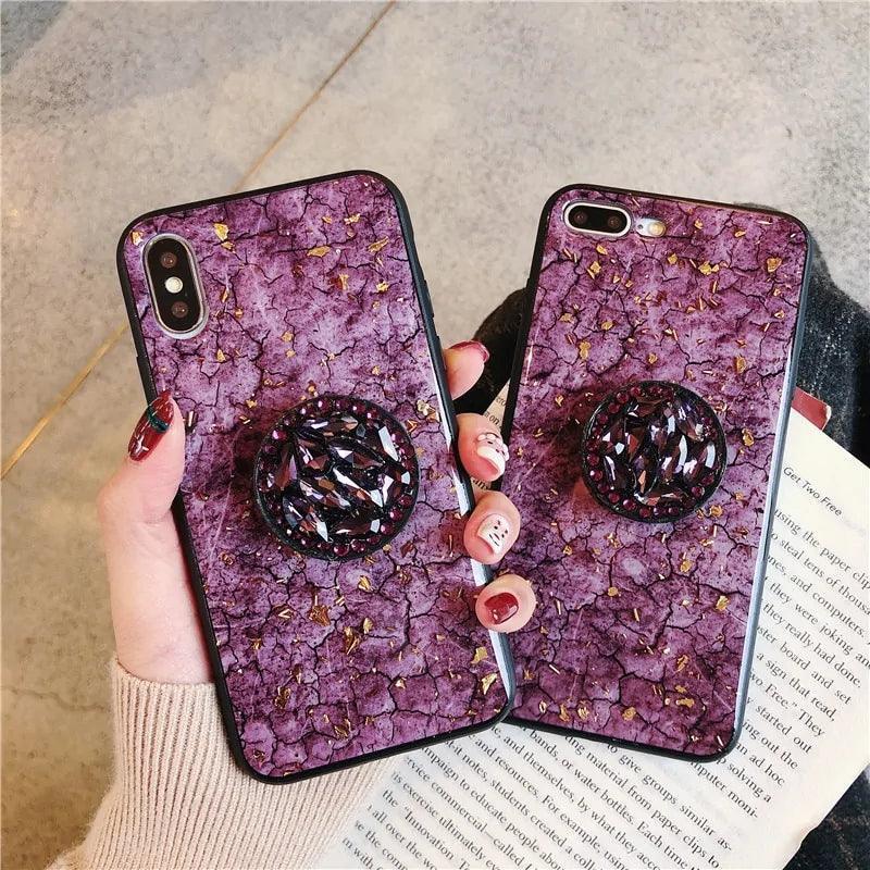 Glitter Marble Diamond Ring Holder Phone Case - The Next Door Neighbor 