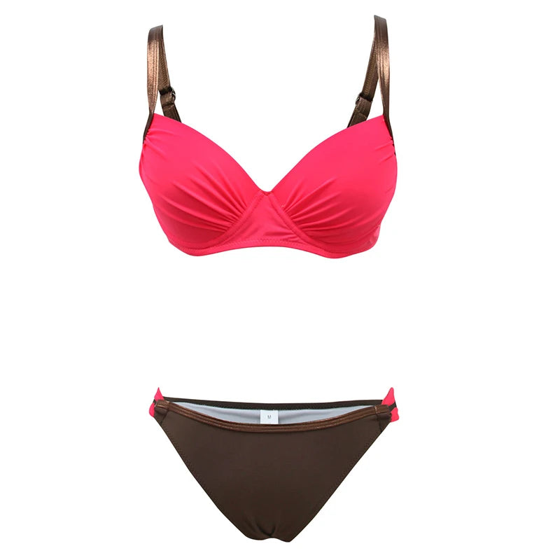 New Push Up Solid Bikini Swimwear - Brazilian Bikini Set