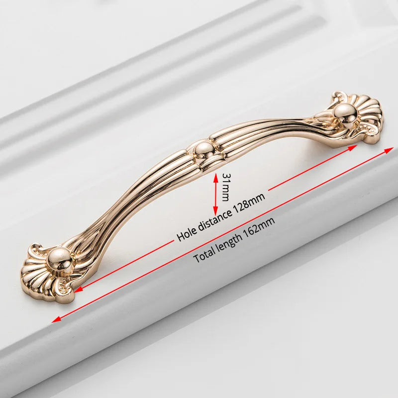 Champagne Gold Door Zinc Alloy Cabinet Handles