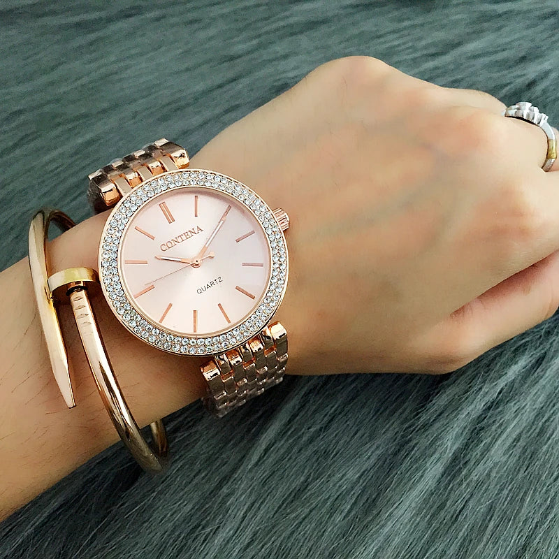 Woman's Luxury Rhinestone Silver Watch