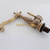 Luxury Antique Bronze Copper Carving Deck Mounted Faucet