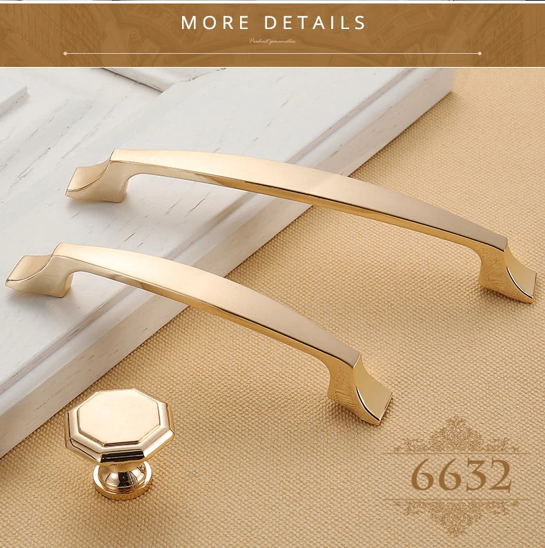 Champagne Gold Door Zinc Alloy Cabinet Handles