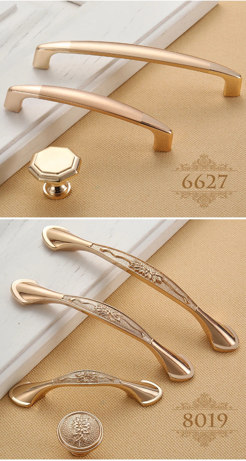 Champagne Gold Door Zinc Alloy Cabinet Handles