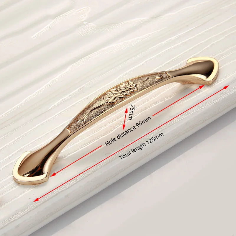 Champagne Gold Door Zinc Alloy Cabinet Handles