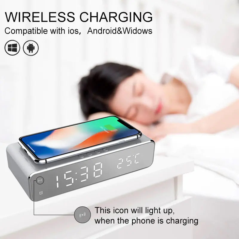 LED Alarm Clock QI Wireless Charger - The Next Door Neighbor 