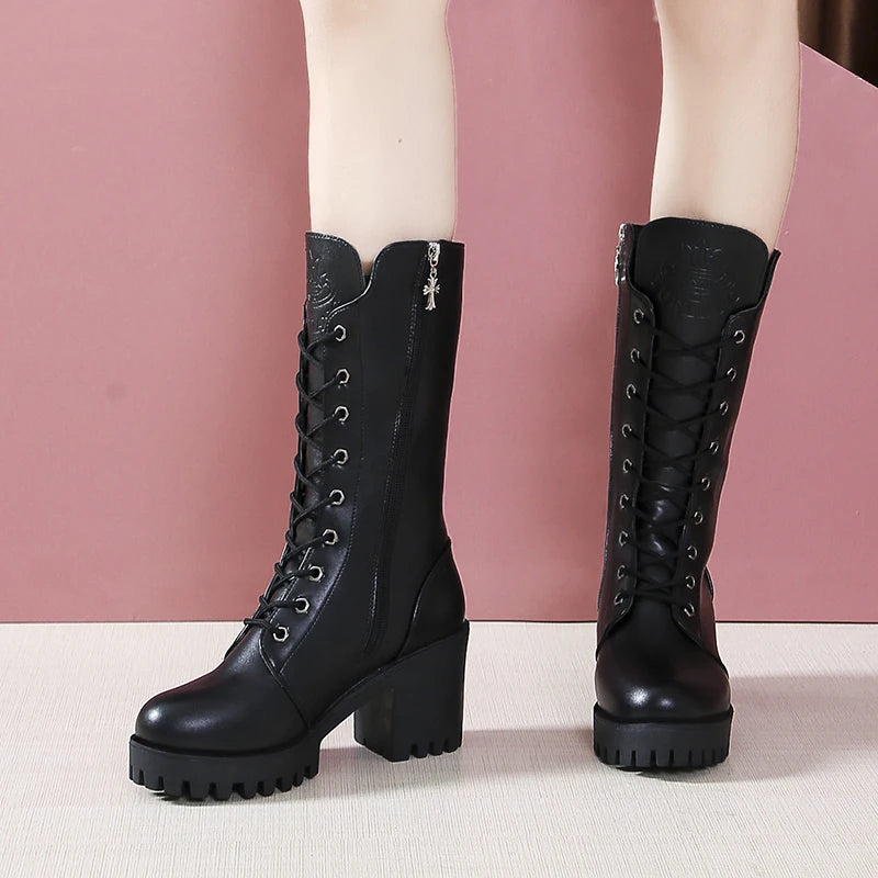 Lace-up Platform Boots - The Next Door Neighbor 