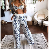 Summer Boho Beach Style Top + Loose Wide Leg Pants